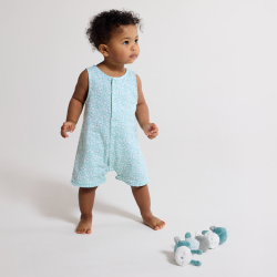 أفرول قصير زهري أزرق اللون للطفلة الرضيعة